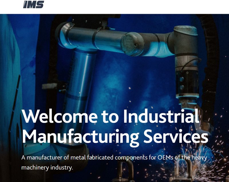 homepage hero message of manufacturing company IMS