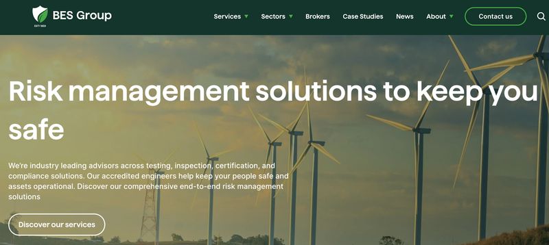 homepage hero message from B2B risk management advisory firm BES Group