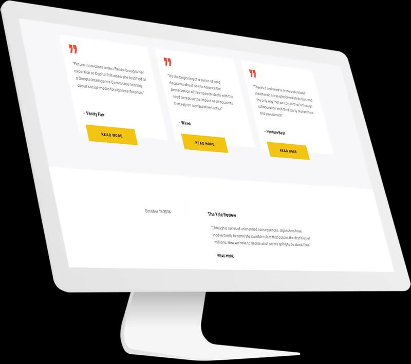 Website on a large desktop computer