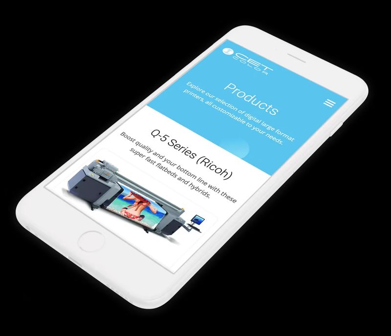 CET Color mobile website on an iPhone