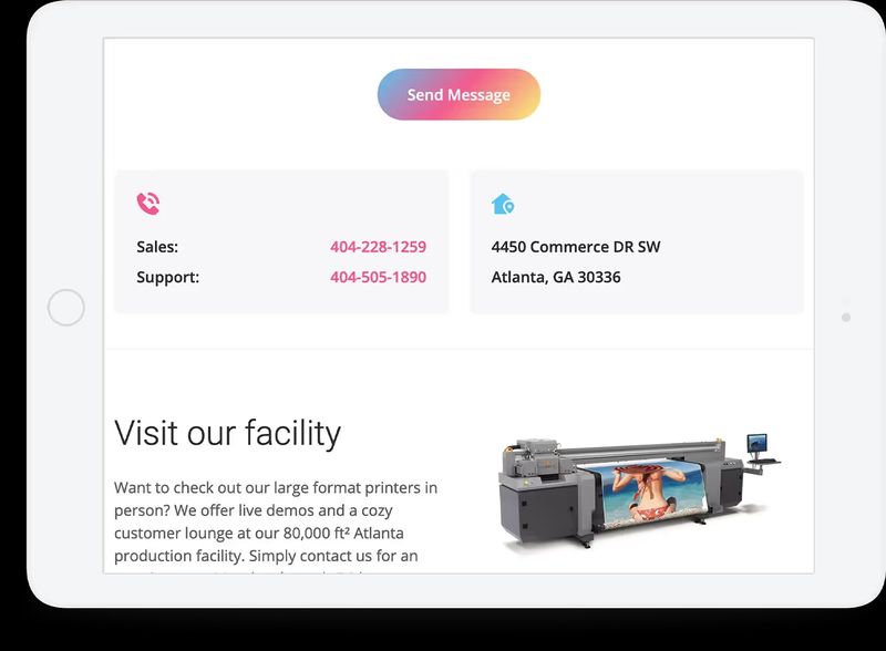 Lead generating website on a tablet
