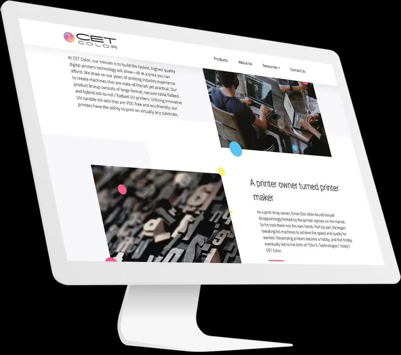 CET Color website on an iMac