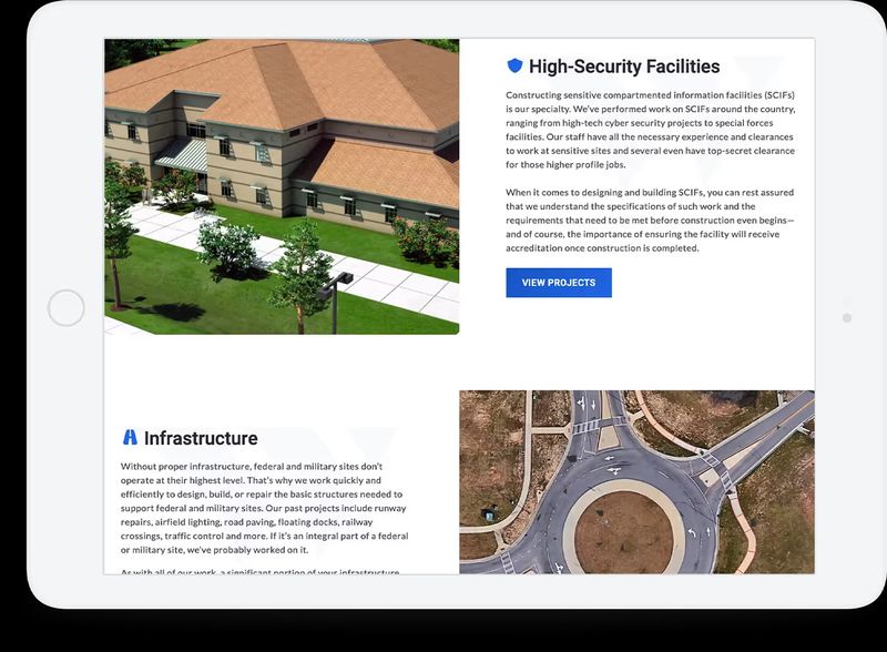Construction company website development