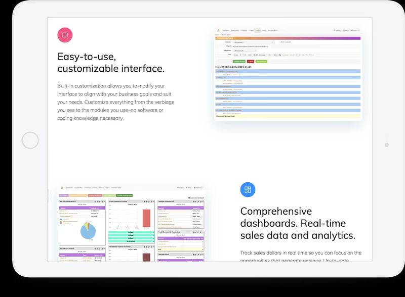 A clean, minimalistic website design on an Ipad