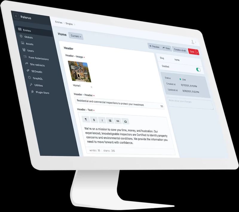 A screenshot of Craft CMS
