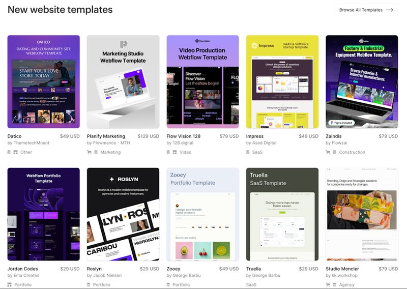 Webflow template library