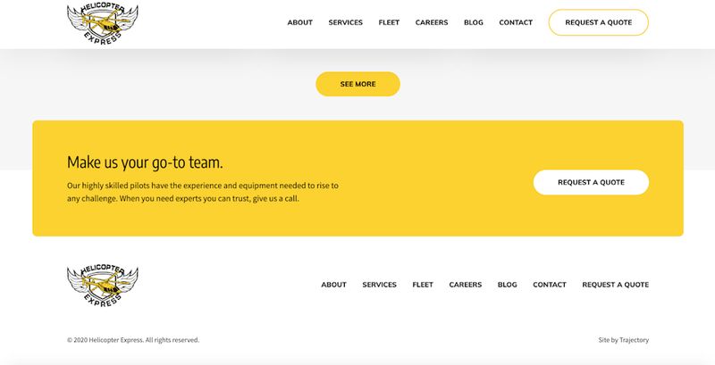 example of effective call to action on client website