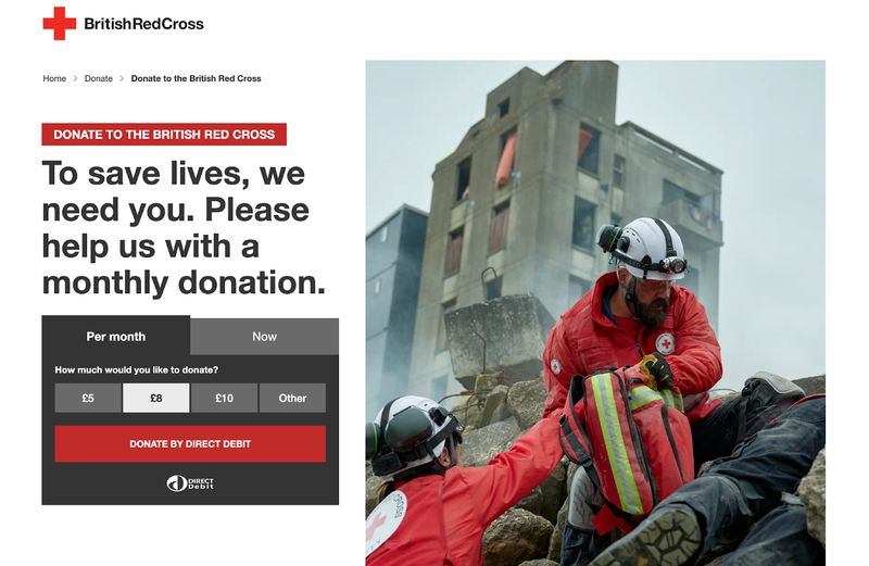 Red Cross nonprofit recurring donation example.