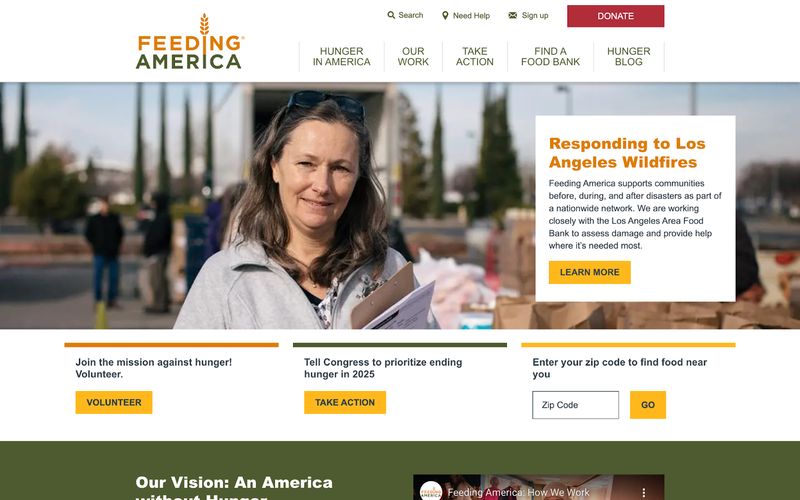 homepage of nonprofit website Feeding America