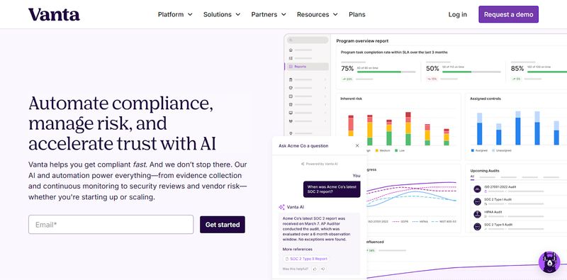 Vanta's homepage hero message addressing buyer problems