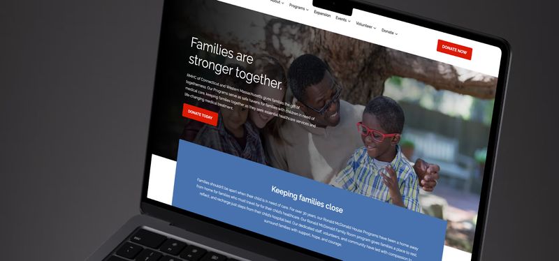 rendering of the Ronald McDonald House Charities website created by nonprofit website design agency Trajectory