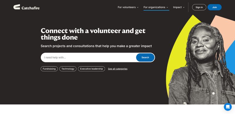 screenshot of Catchafire's menu page for organizations looking for volunteers