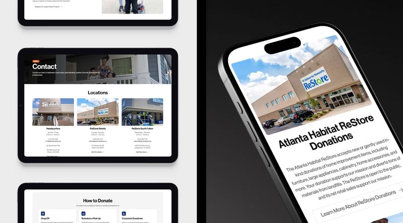 rendering of Atlanta Habitat for Humanity's redesigned nonprofit website on mobile devices