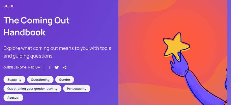 screenshot of "The Coming Out Handbook" offered by nonprofit organization The Trevor Project