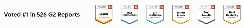 G2 Report award badges featured on HubSpot's homepagee