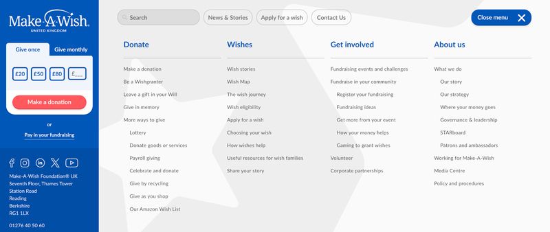 Make-A-Wish Foundation content structure example
